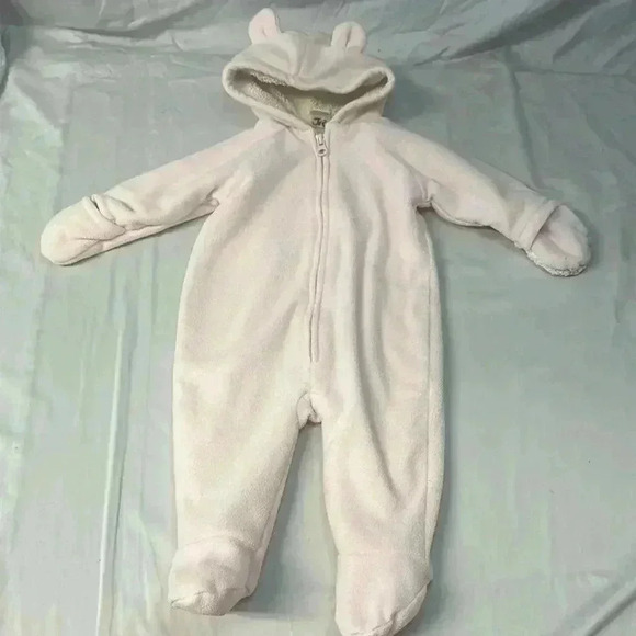 Old Navy - Pink footed bunting bag/snow Sherpa/fleece Size 3-6  months - Picture 1 of 5